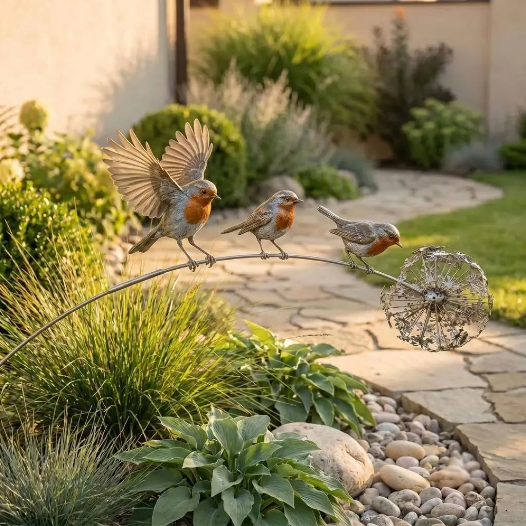 Kinetic Robin Garden Stake for Peaceful Memorials