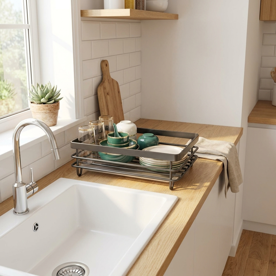 Collapsible Steel Dish Rack Clears Counter Space