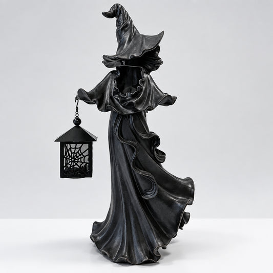 Black Witch Lantern For Cozy Halloween Glow