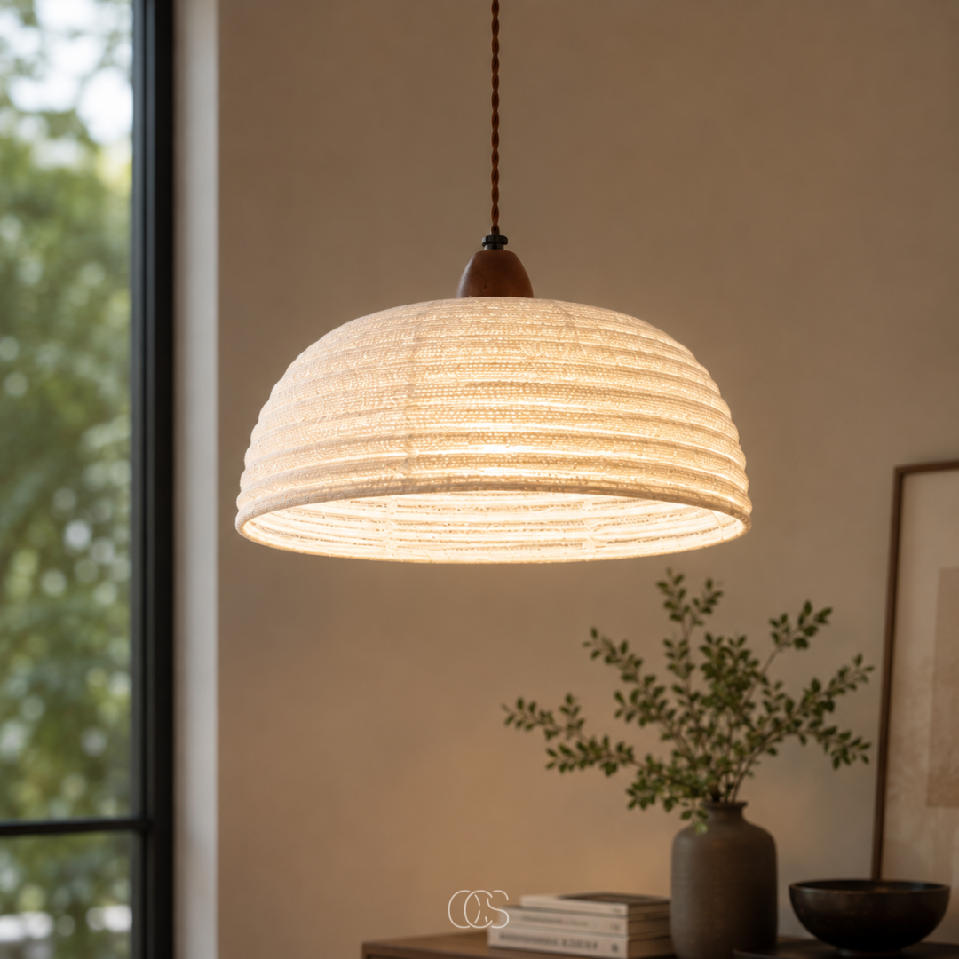 Wood & Linen Pendant Light for a Cozy Glow