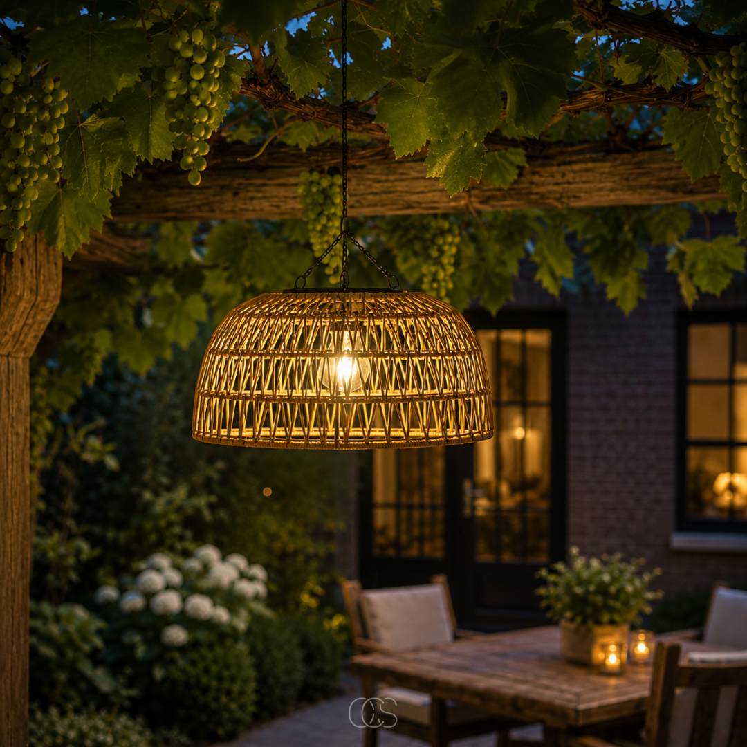 Solar Rattan Pendant Light for Cozy Evenings