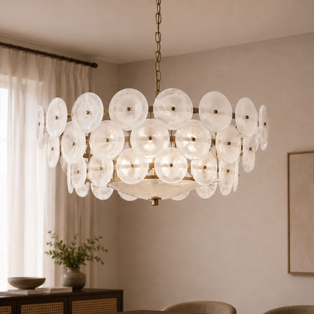 Layered Glass Chandelier — Soft, Welcoming Light