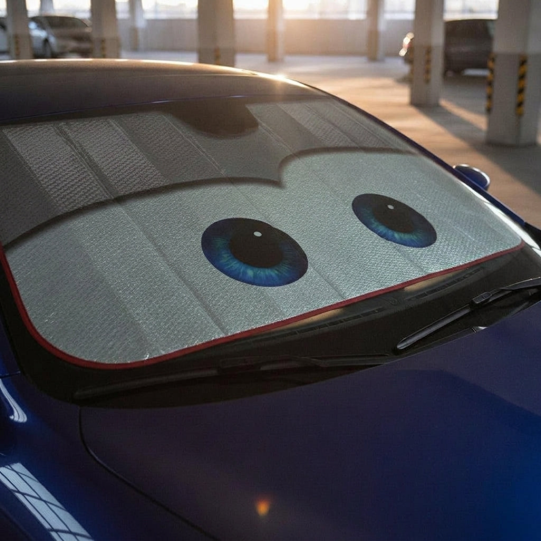 Cartoon Eye Windshield Shade for a Cooler Cabin