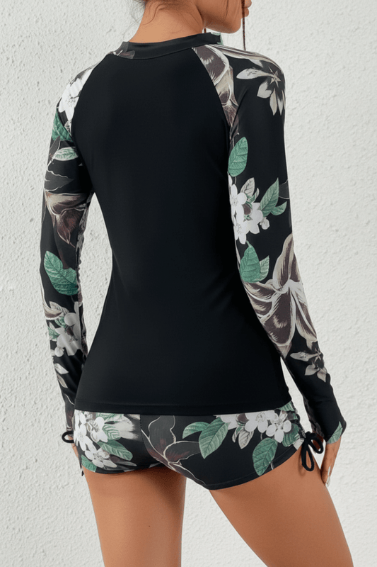 QUEENIE – Women’s Two-Piece Rashguard Swimsuit with High-Waisted Shorts