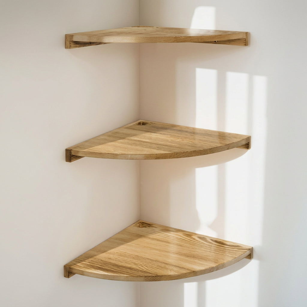 Solid Pine Corner Shelf for Space-Saving Storage