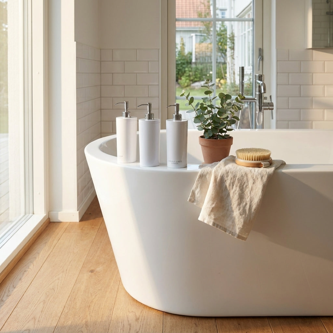 Round Shower Dispenser Set for a Tidy Space