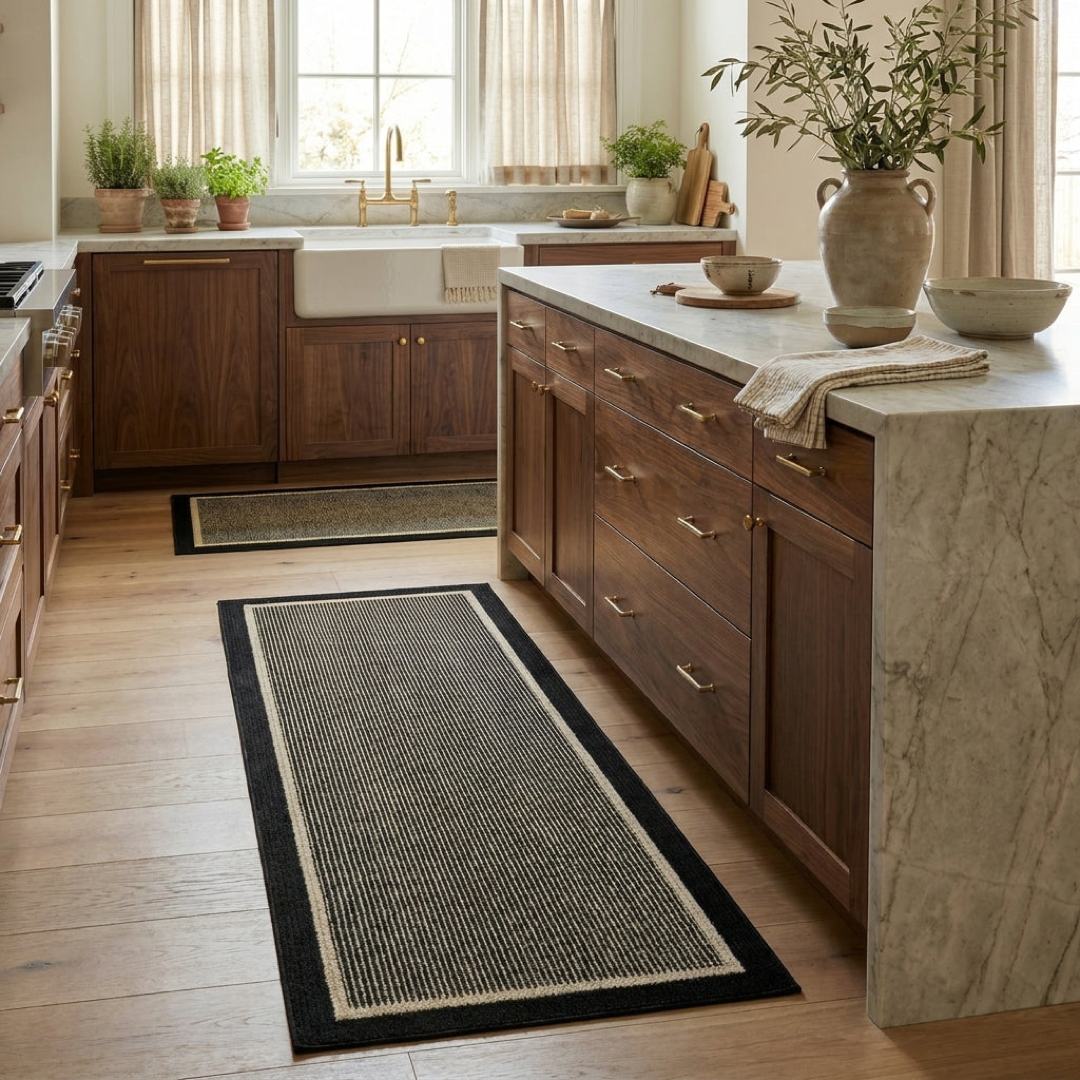 Ribbed Kitchen Mat Set for Safer Footing