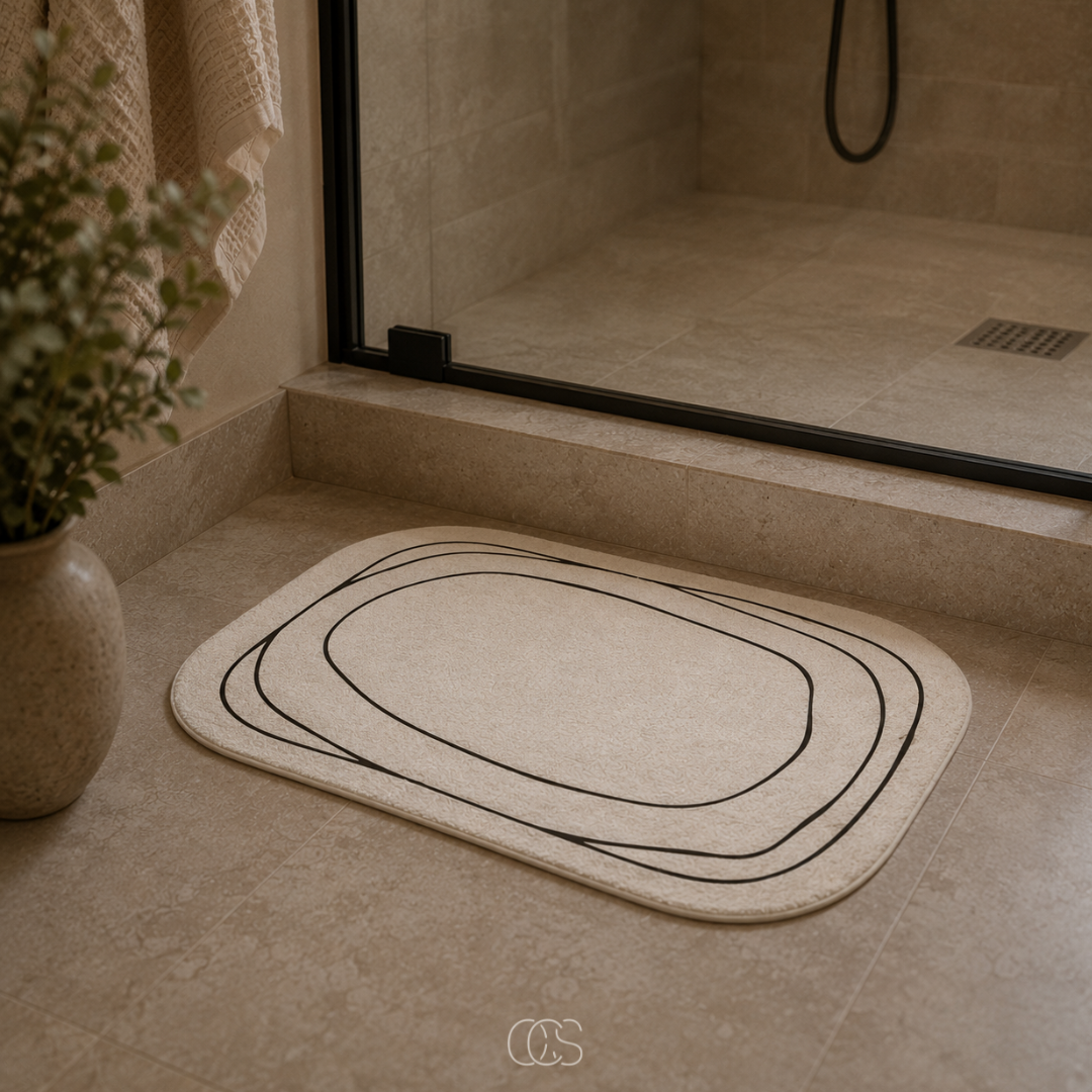 Abstract Bath Mat for Safer, Drier Steps