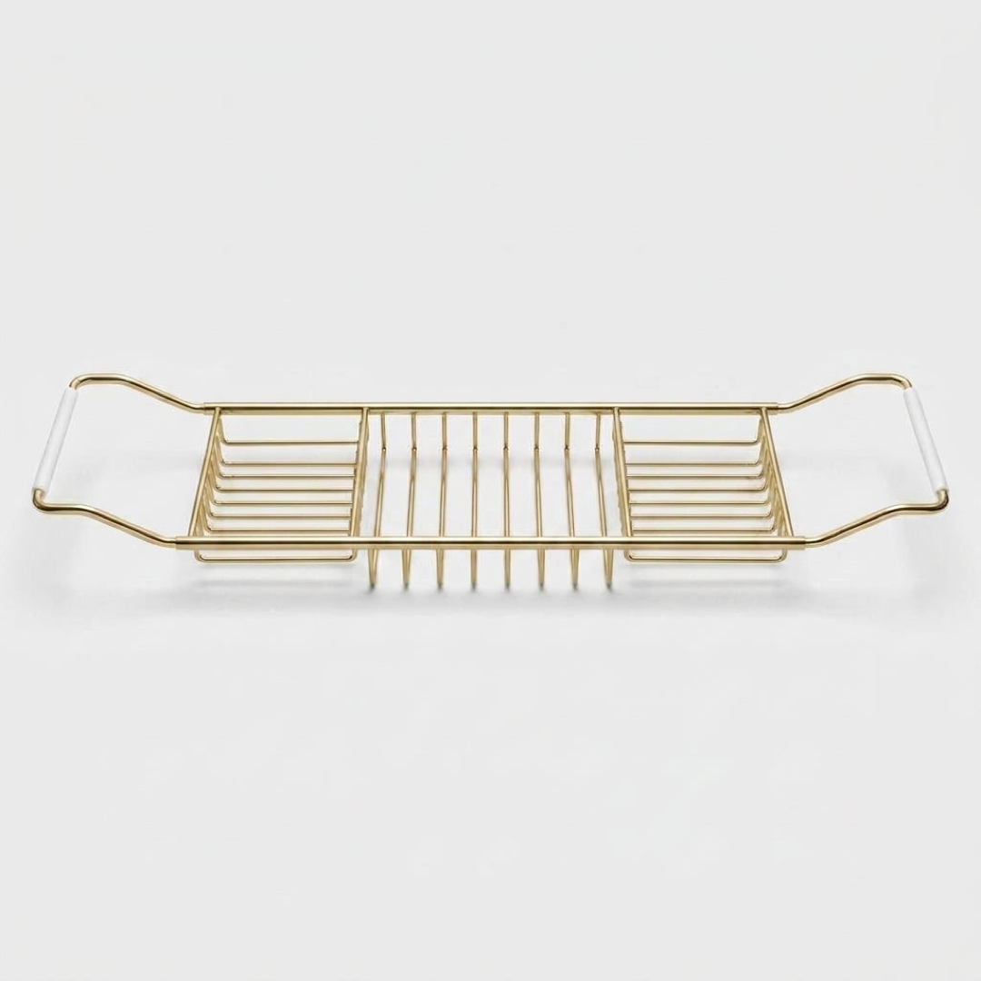 Adjustable Steel Bath Caddy Keeps Essentials Dry