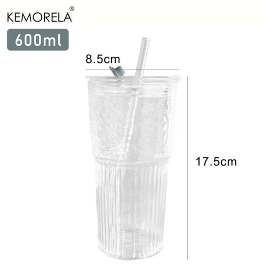 Ribbed Glass Tumbler for Spill-Safe Sipping