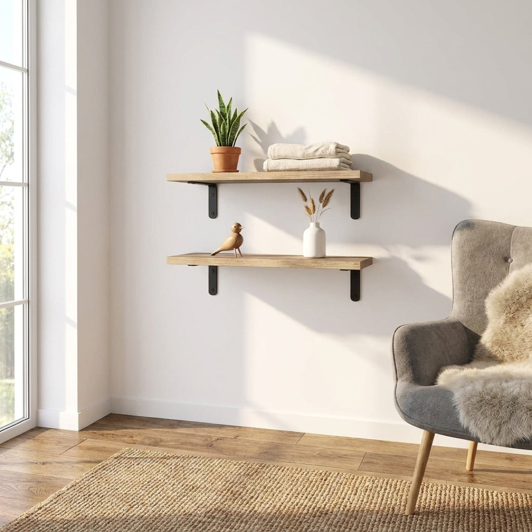 Rustic Floating Shelves for Clutter-Free Display