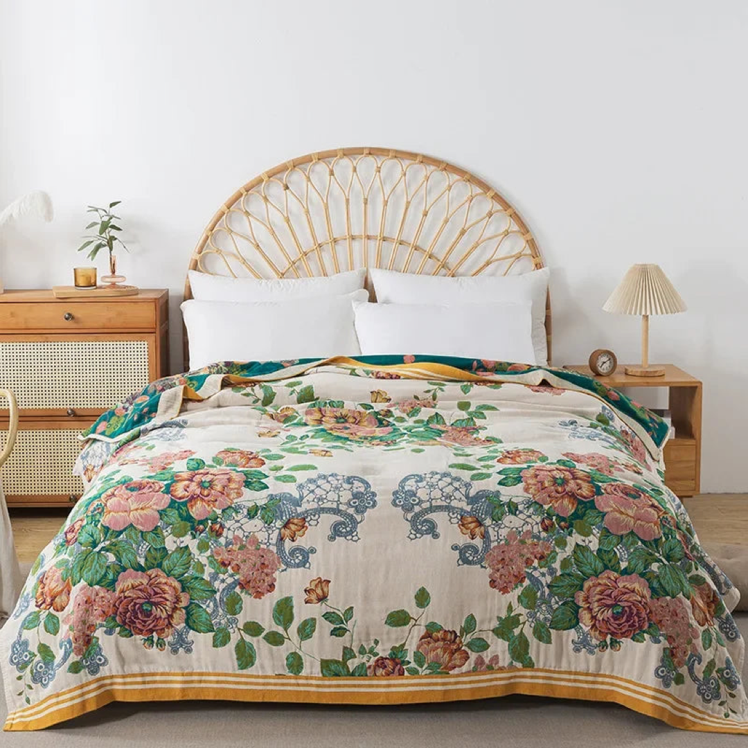 Floral Cotton Coverlet for Cool Summer Comfort