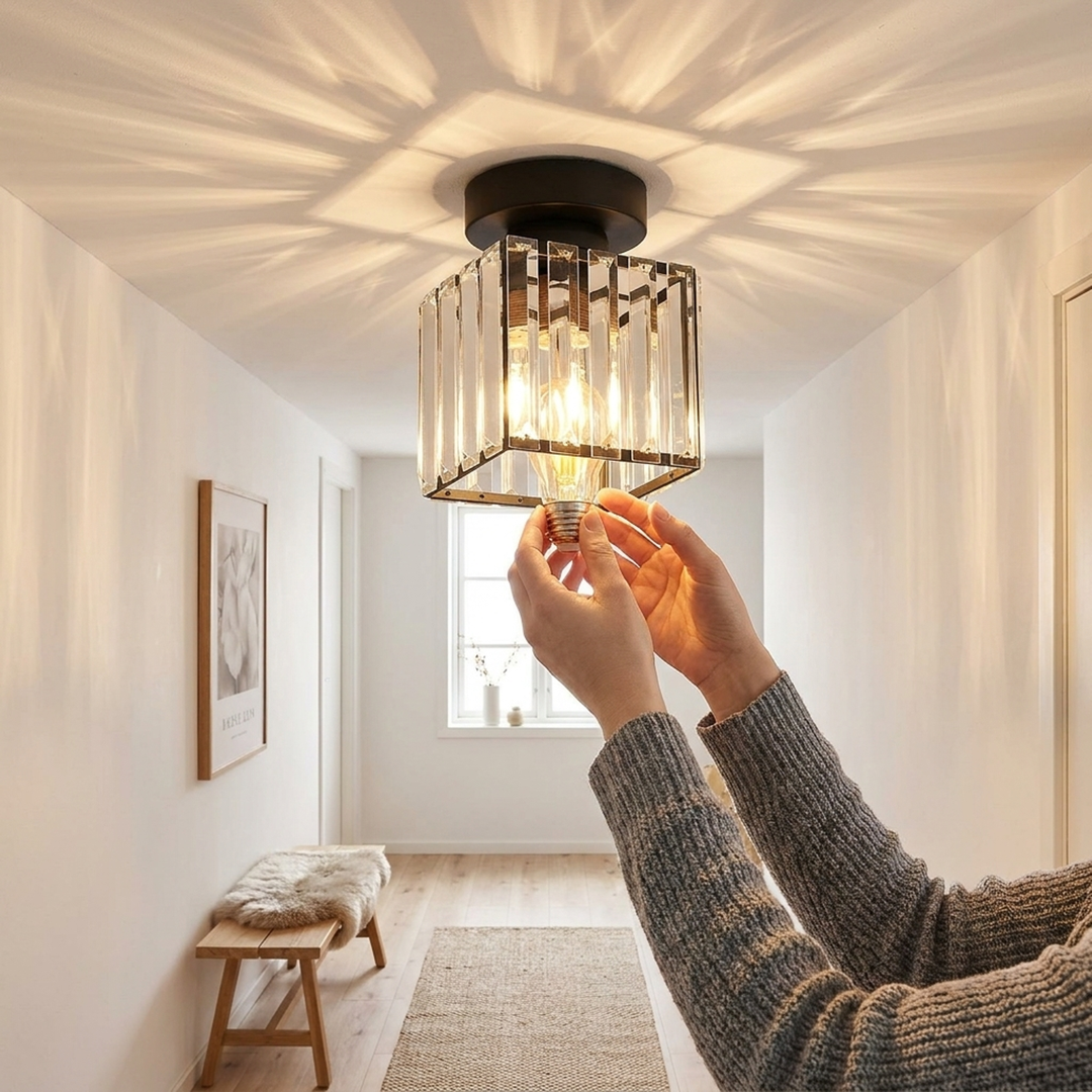 Crystal Ceiling Light – Open, Elegant Illumination