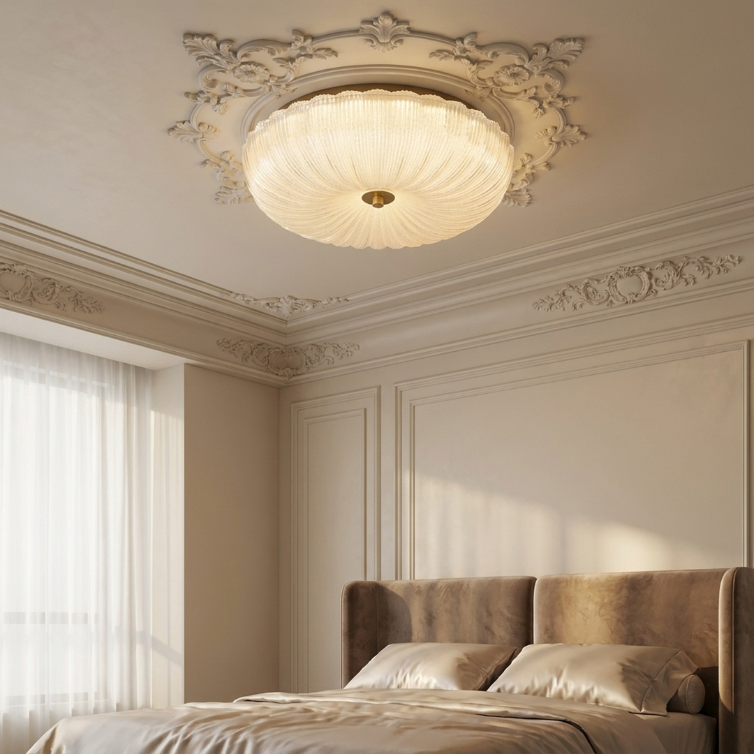Textured Glass Ceiling Light for Low Ceilings