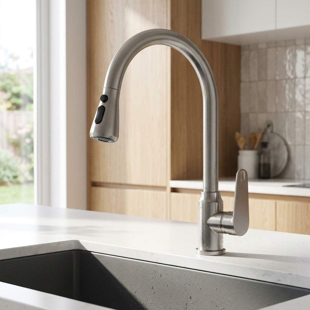 Statement Kitchen Faucet – Flexible Pull-Out Reach