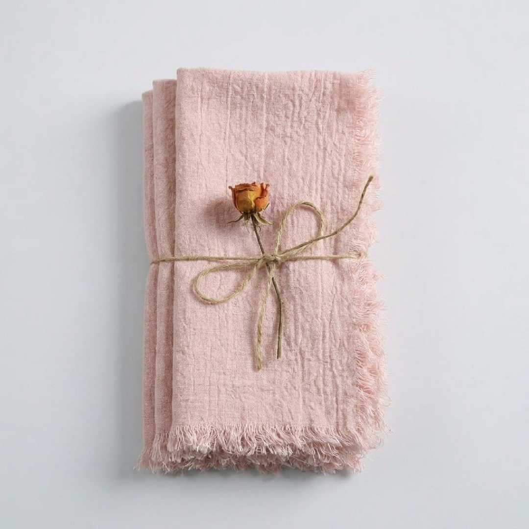 Frayed Cotton Napkin Set for Cozy Tables