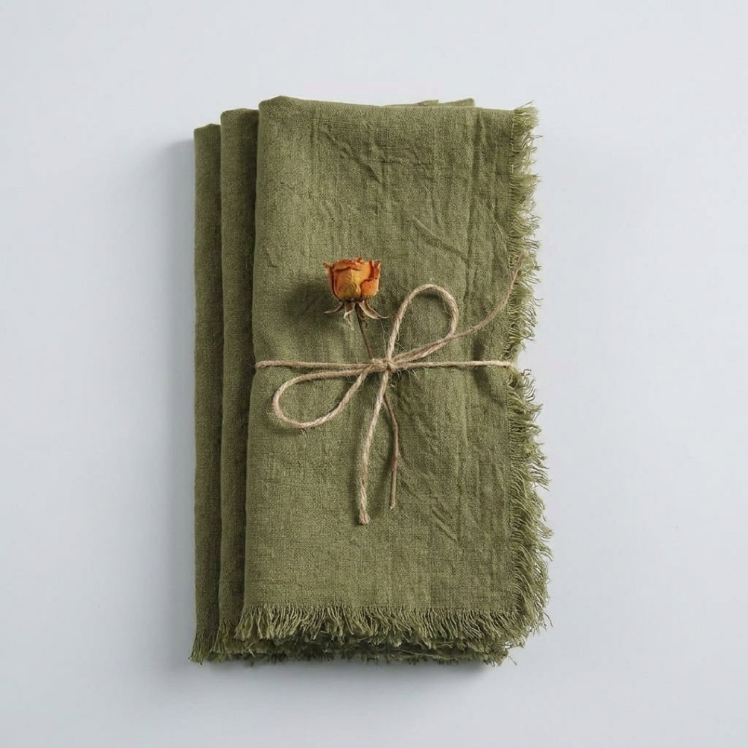 Frayed Cotton Napkin Set for Cozy Tables