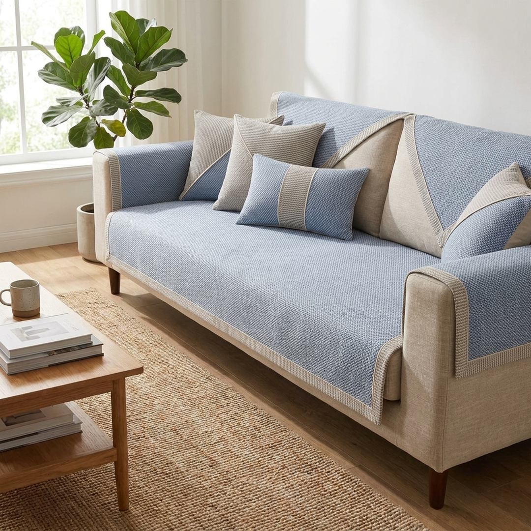 Cotton-Linen Sofa Cover That Stays Neat