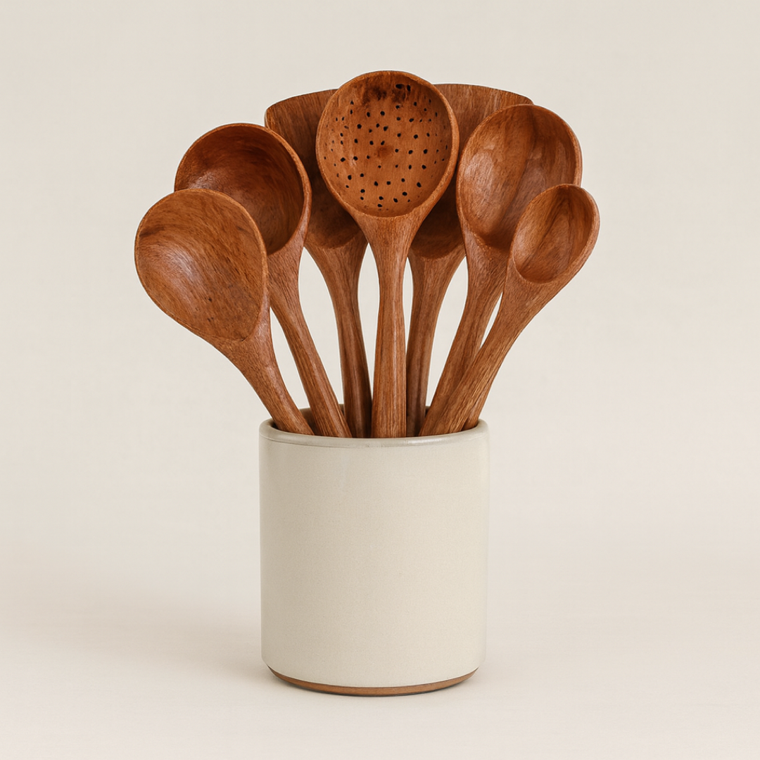 Teak Kitchen Utensil Set for Scratch-Free Cooking