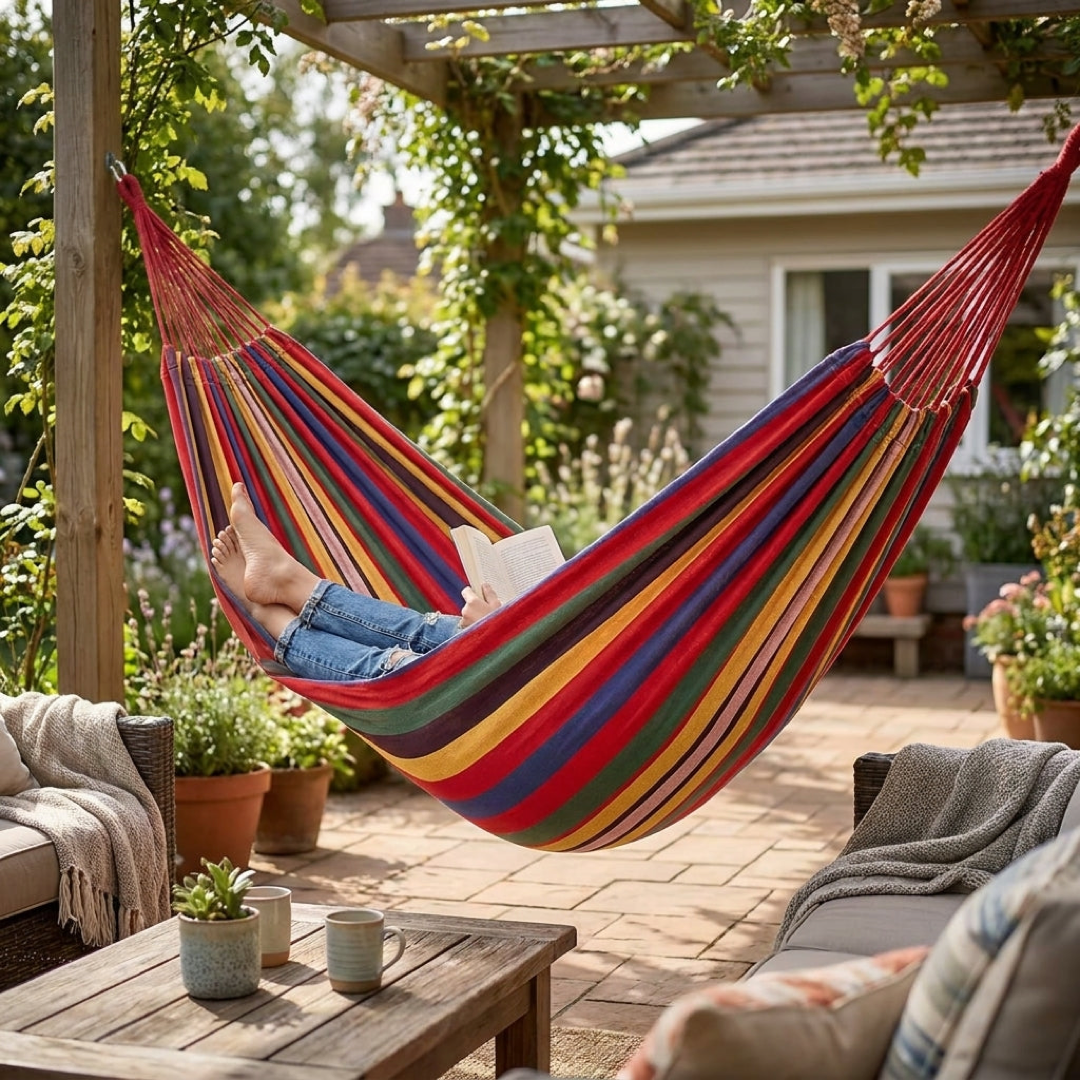 Portable Canvas Hammock for Stable Relaxation