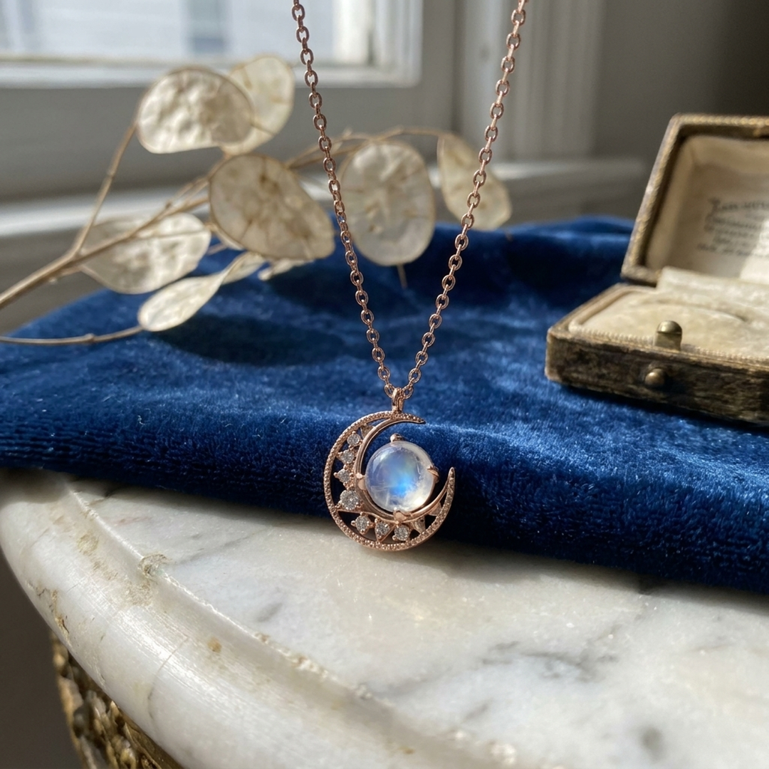 Moonstone Crescent Necklace – Effortless Elegance