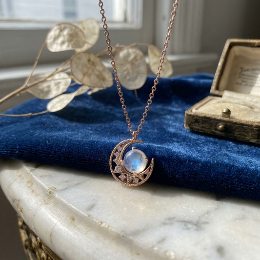 Collana a mezzaluna con pietra di luna – eleganza senza sforzo
