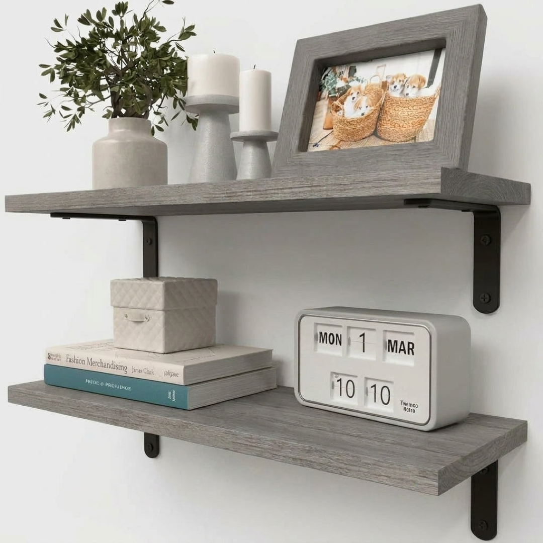 Rustic Floating Shelves for Clutter-Free Display