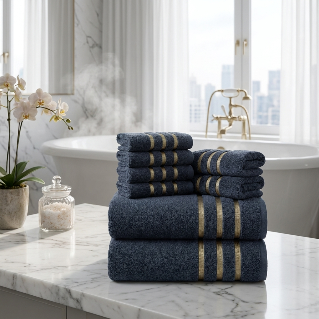 8-Piece Cotton Towel Set for Faster Drying
