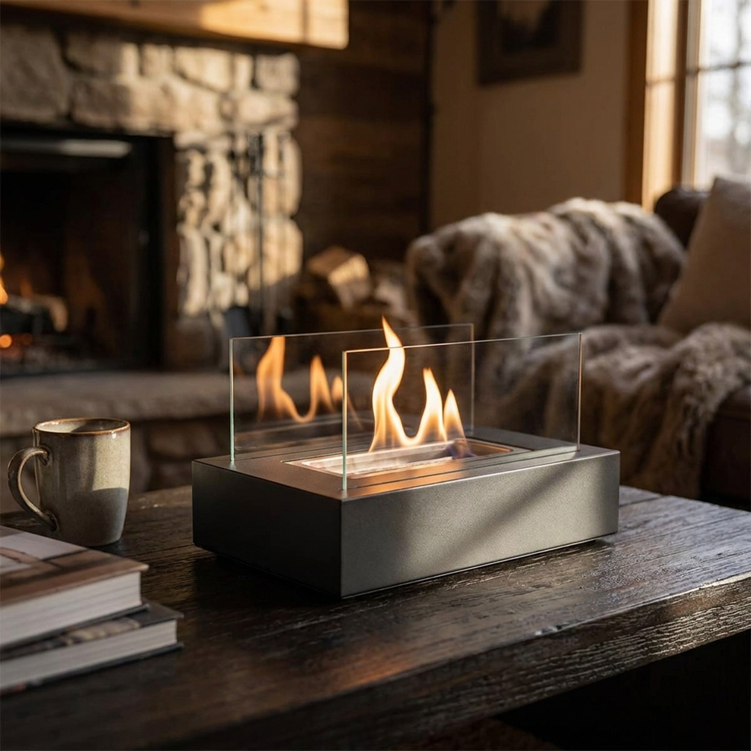 Tabletop Bioethanol Fireplace for Cozy Gatherings