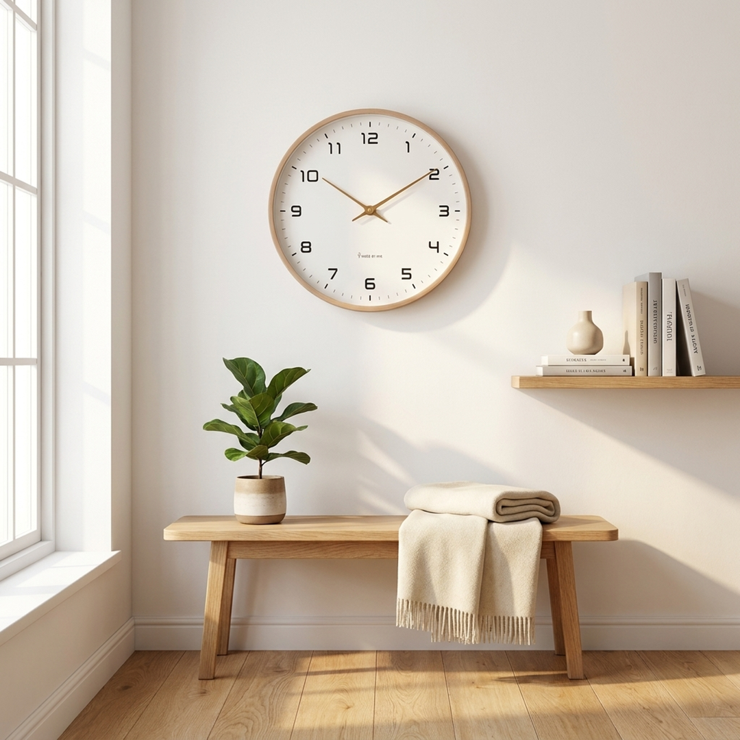 Minimalist Wood Wall Clock for Silent Timekeeping