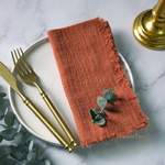Frayed Cotton Napkin Set for Cozy Tables