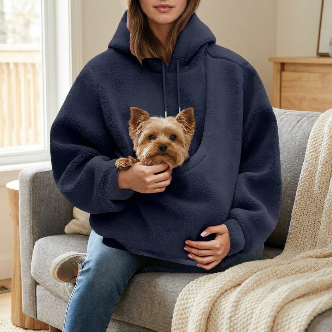 Cozy Pouch Hoodie for Hands-Free Pet Carrying