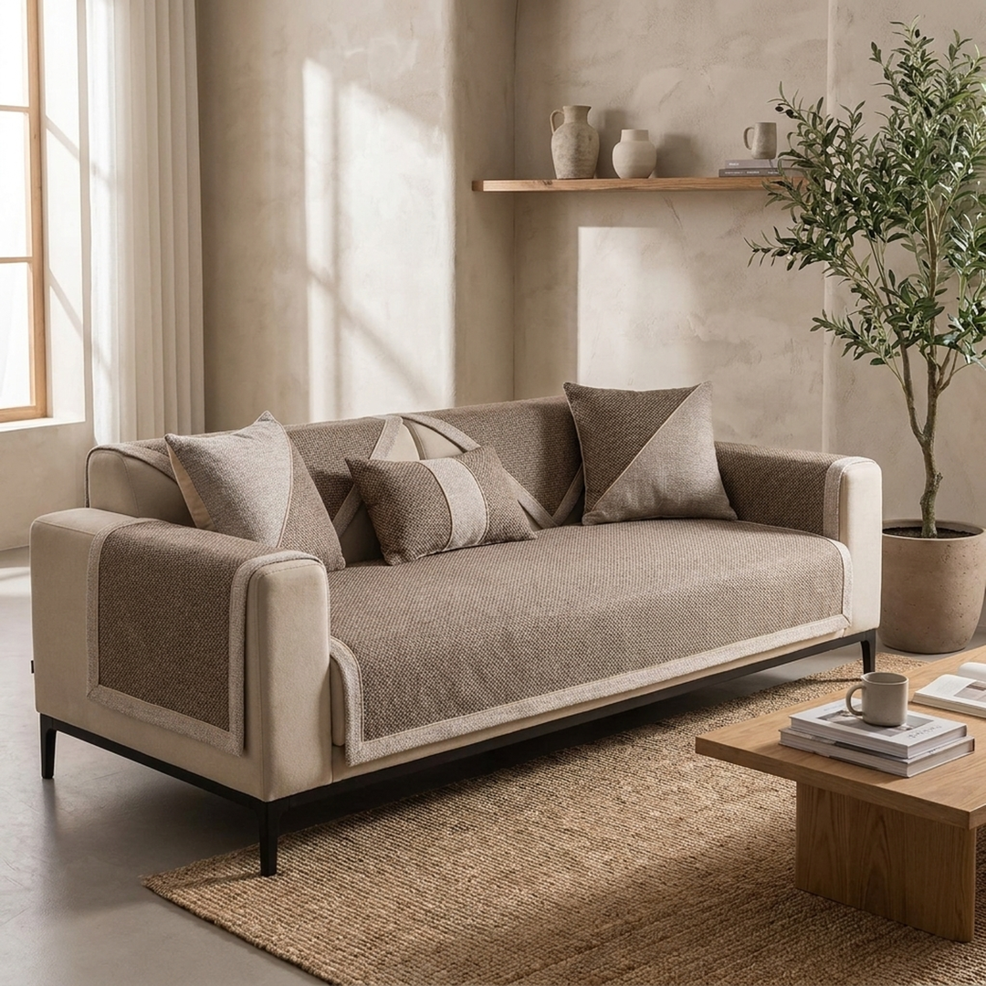 Cotton-Linen Sofa Cover That Stays Neat