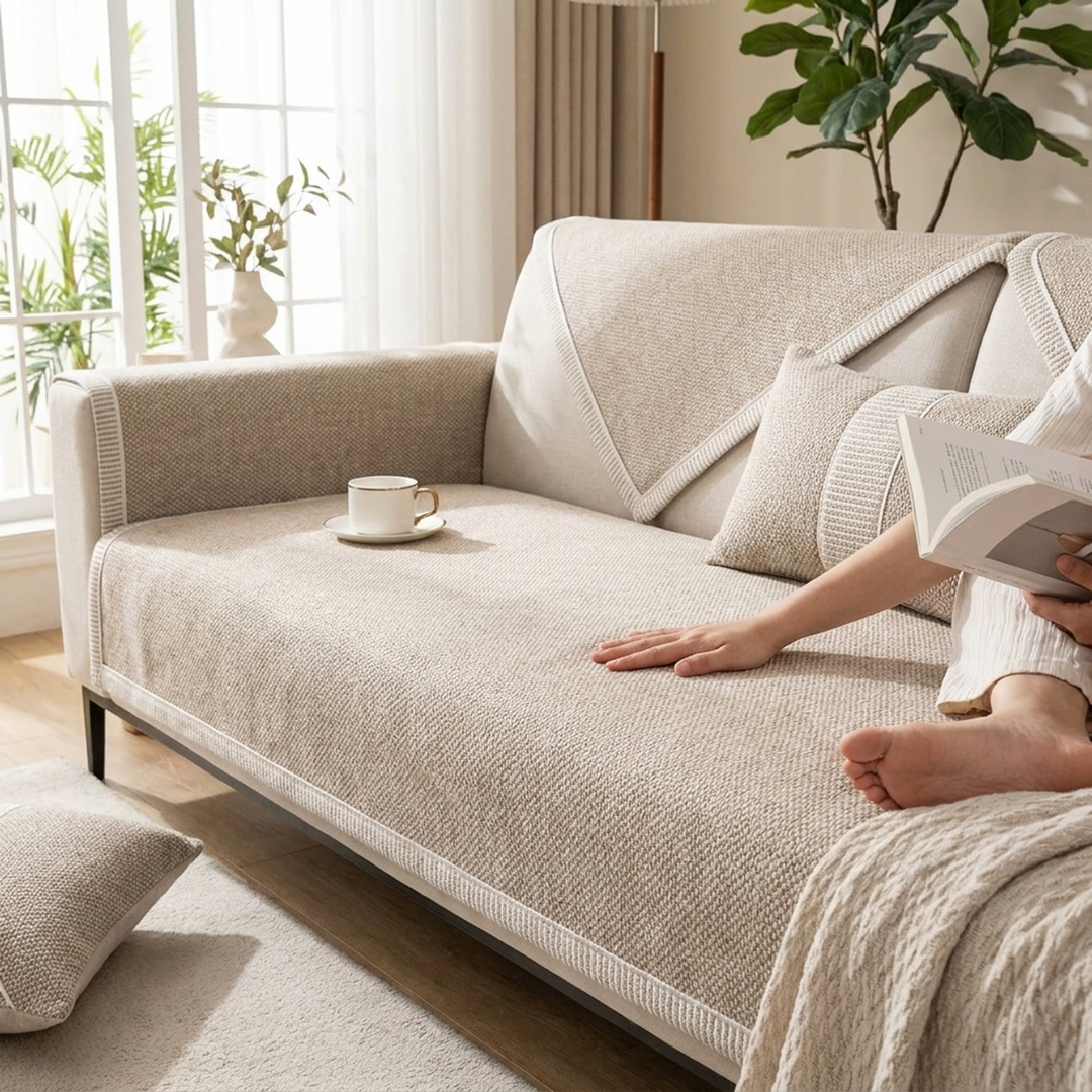 Cotton-Linen Sofa Cover That Stays Neat
