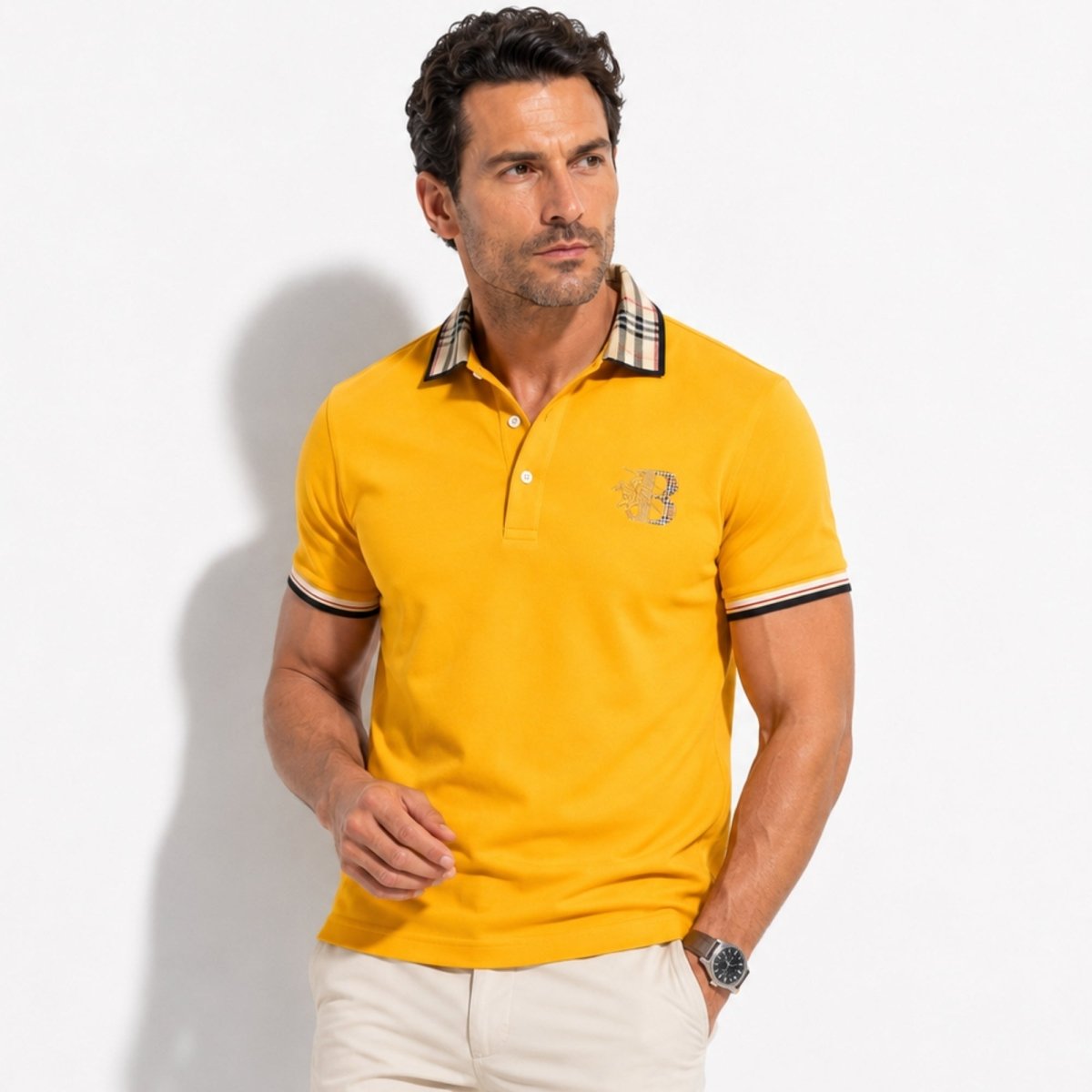 Chance | Men's Elegant Polo Shirt with Check Collar