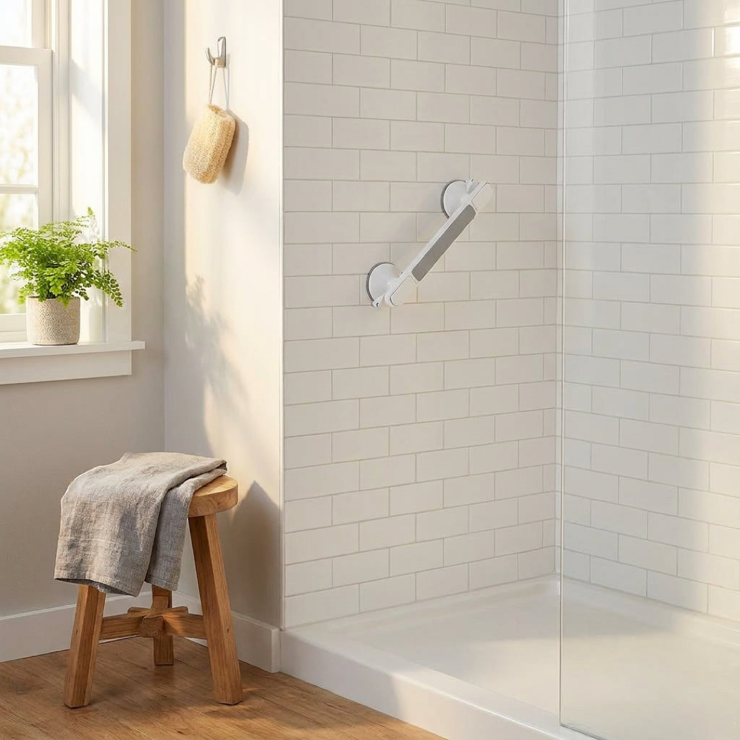 Drill-Free Bathroom Grab Bar for Safer Balance