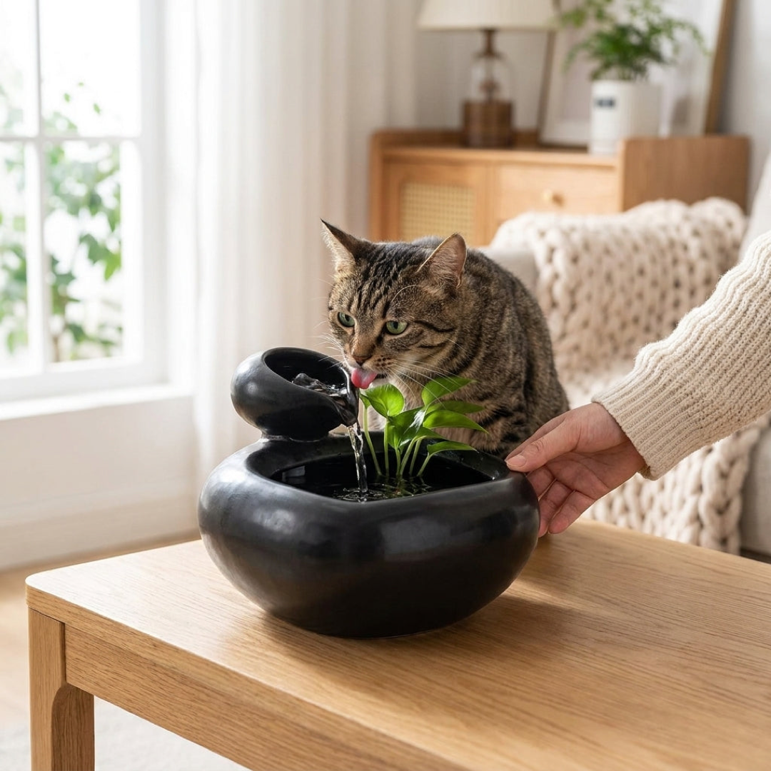 Quiet Ceramic Pet Fountain for Fresher Water