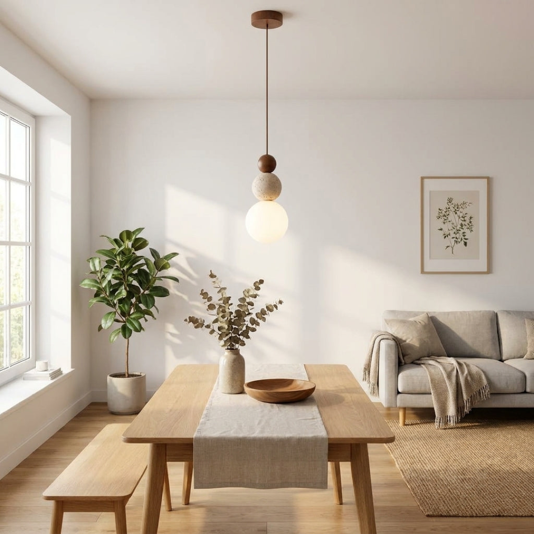 Travertine Globe Pendant for Warm Ambience