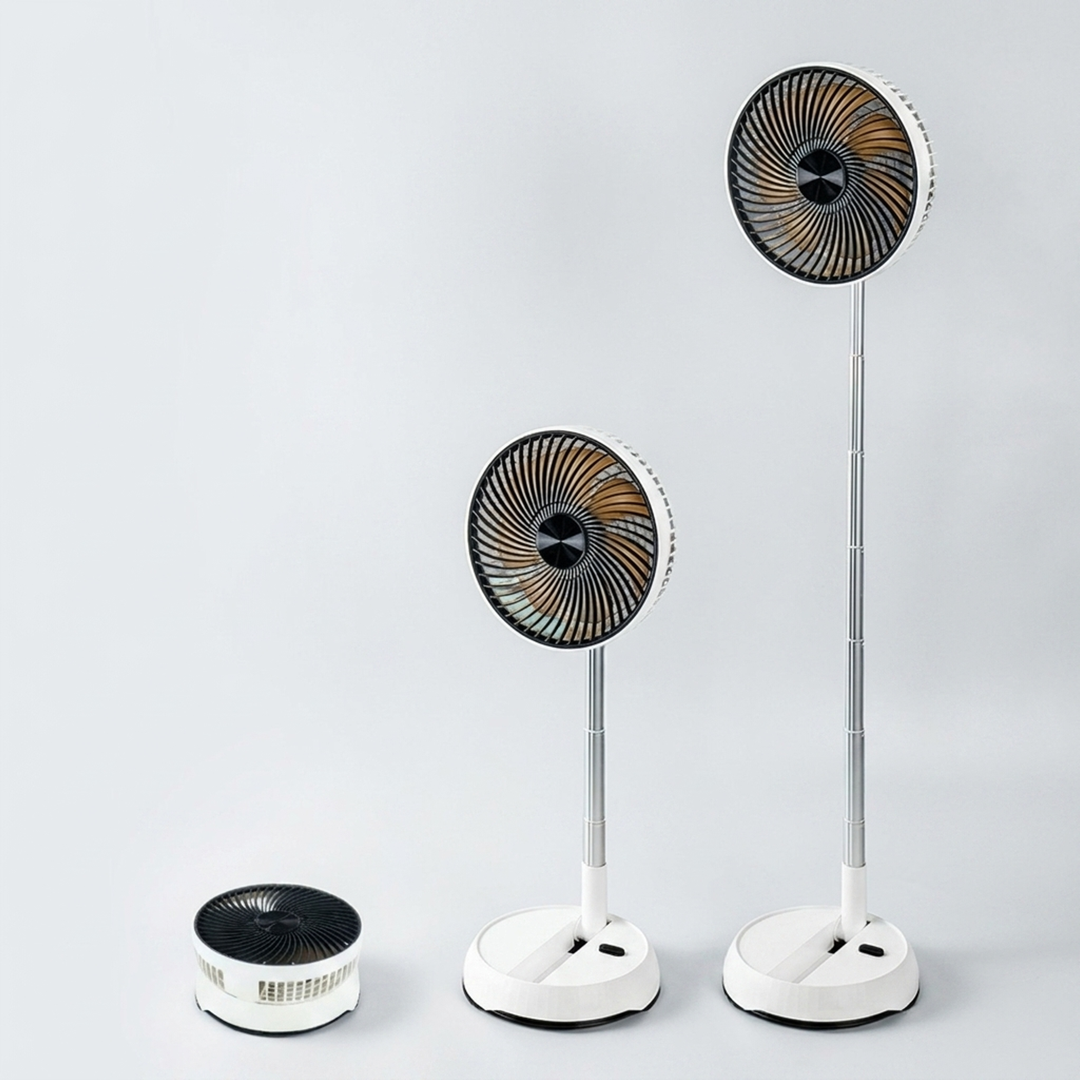 Rechargeable Fan – Compact to Full-Height Cooling