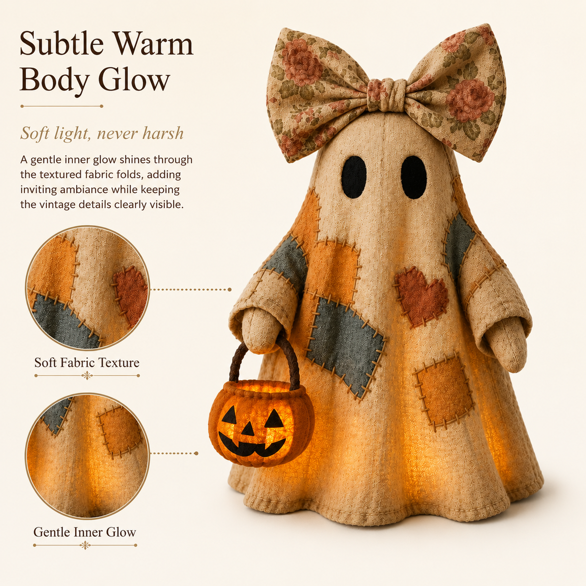 Vintage Ghost LED Pumpkin Lantern