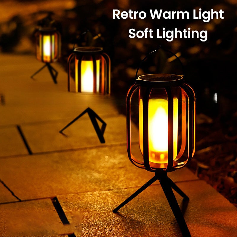 Dual-Flame Solar Lantern For Effortless Outdoor Glow