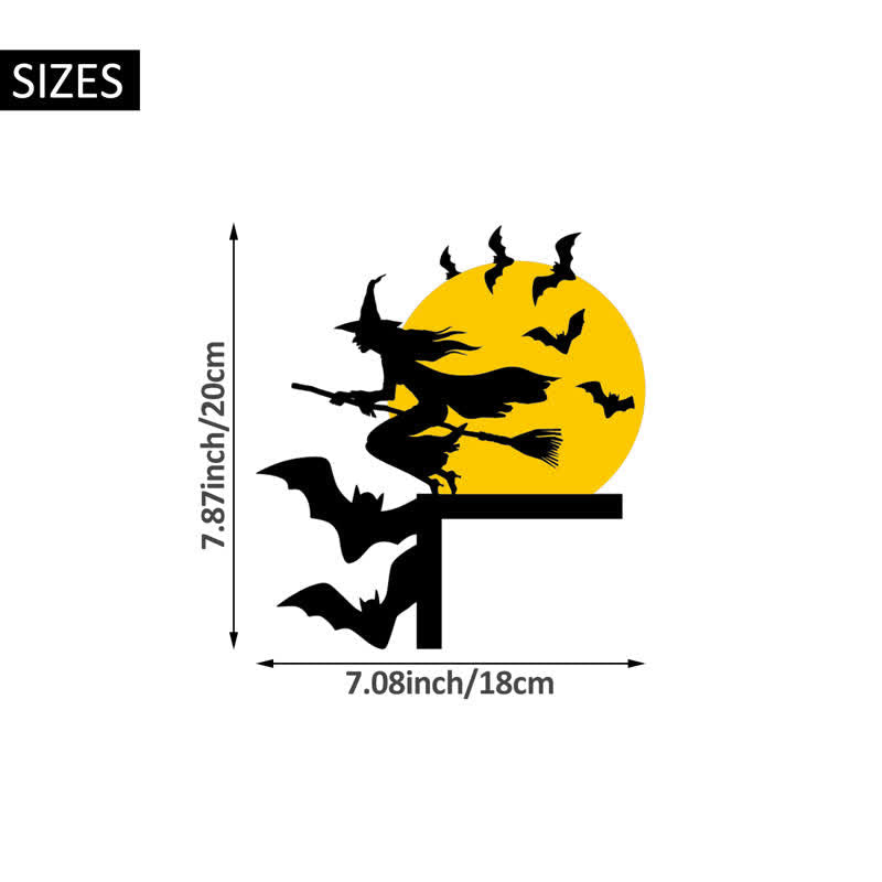 Witch And Bats Door Corner Decor For Spooky Entryways