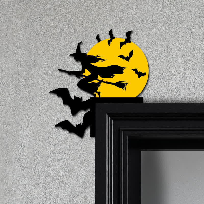 Witch And Bats Door Corner Decor For Spooky Entryways