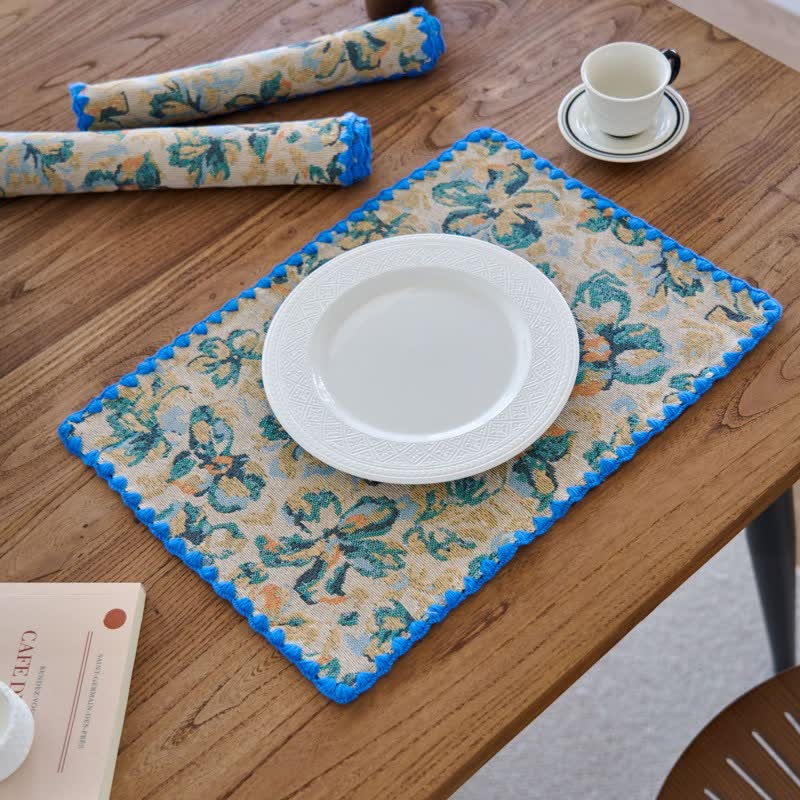 Rustic Blue Floral Placemat For Cozy Tables