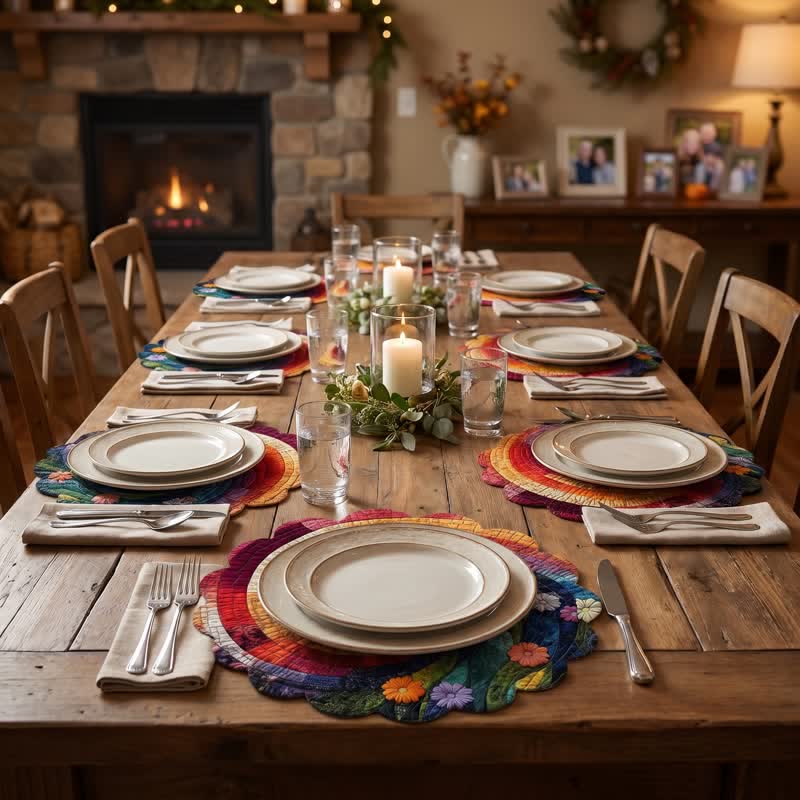 Rainbow Swirl Table Placemat For Cheerful Dining