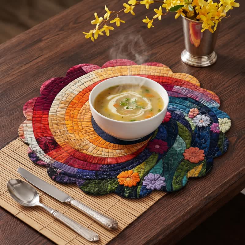 Rainbow Swirl Table Placemat For Cheerful Dining