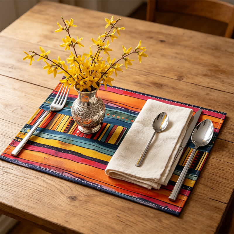 Colorful Striped Linen Placemat For Cheerful Tables