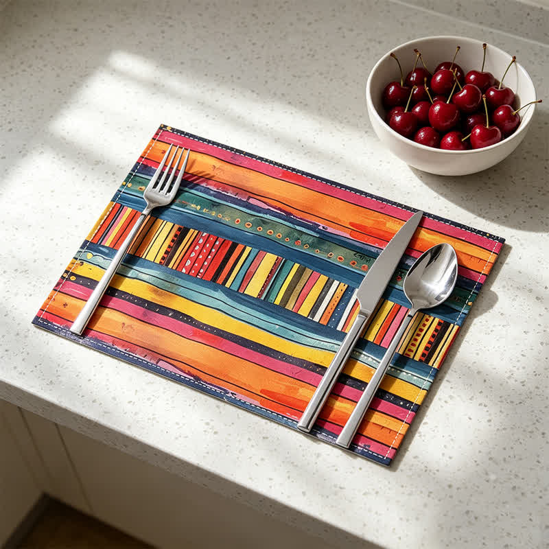 Colorful Striped Linen Placemat For Cheerful Tables