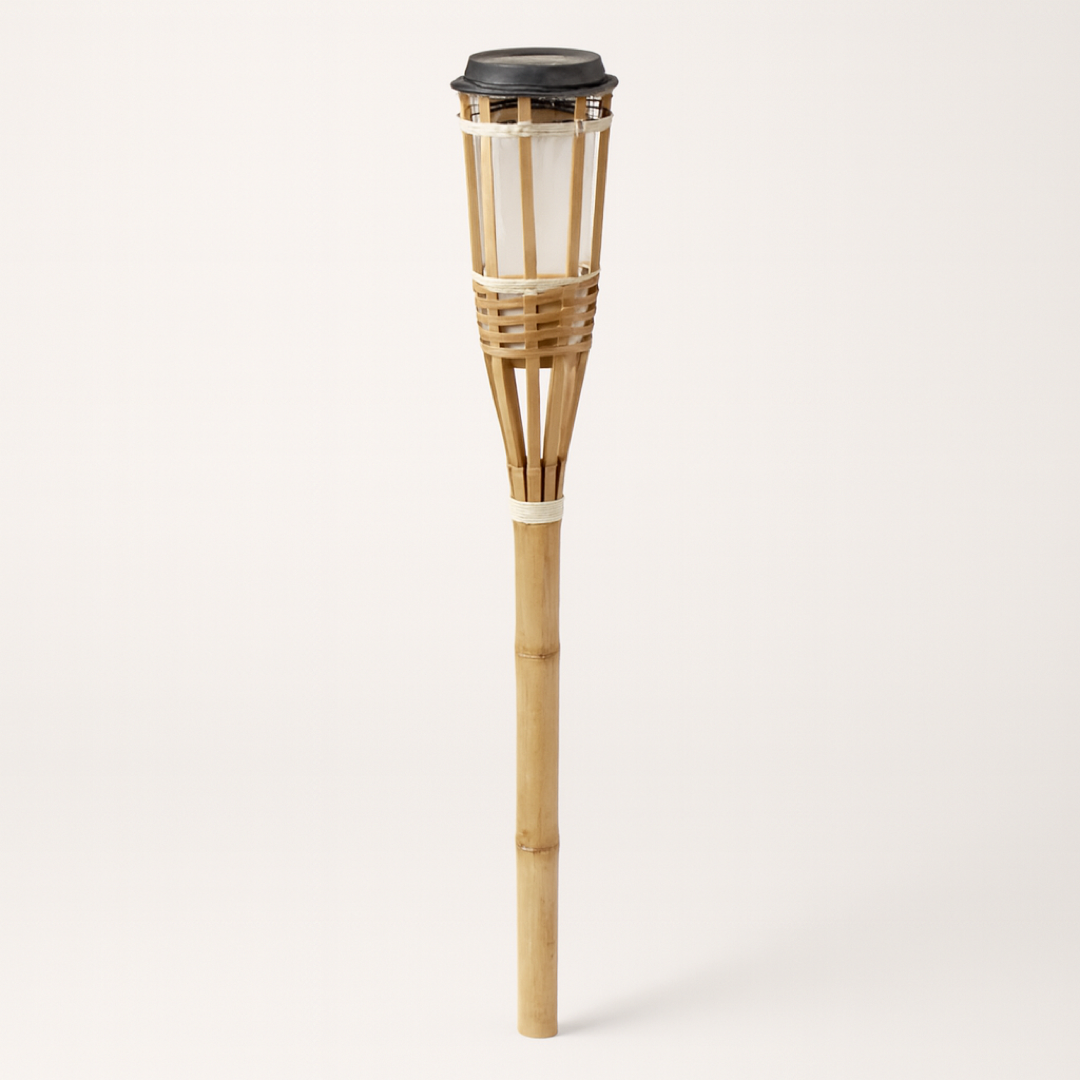 Bamboo Solar Torch for Warm Outdoor Glow
