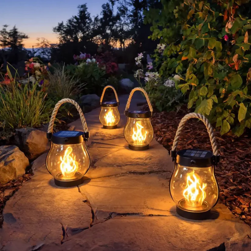 Solar Flame Lantern For Warm Outdoor Evenings